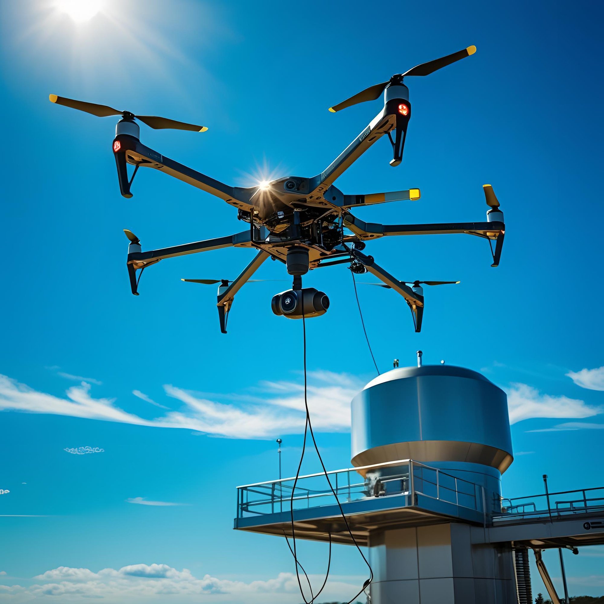 Tethered Drone equipment attached to station 